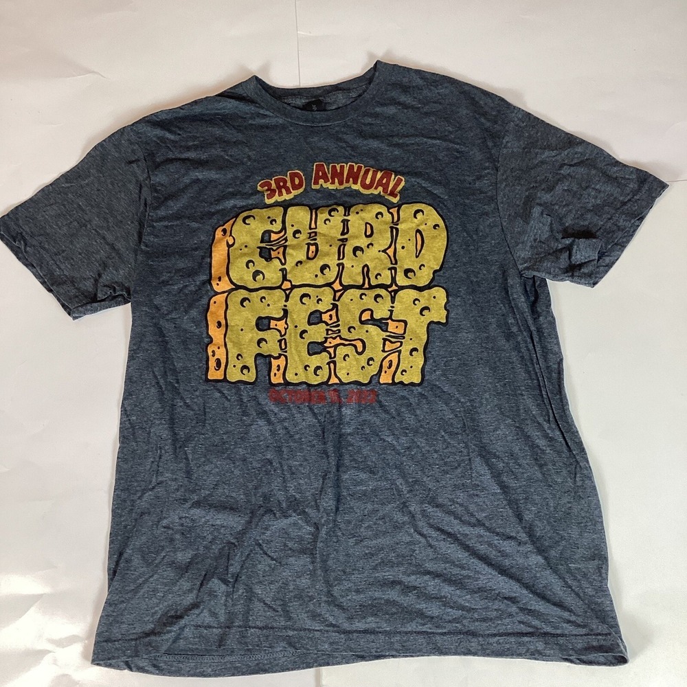 Curd Fest Mens T Shirt Size L Large Top Short Sleeve Crew Neck Cheese Curds